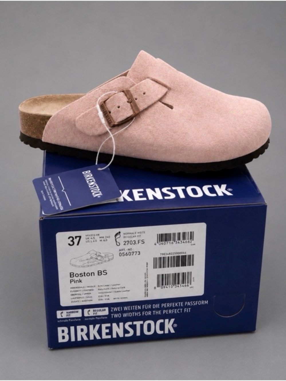 Birkenstock Boston BS Pink Suede Clogs Size 37 Regular Fit